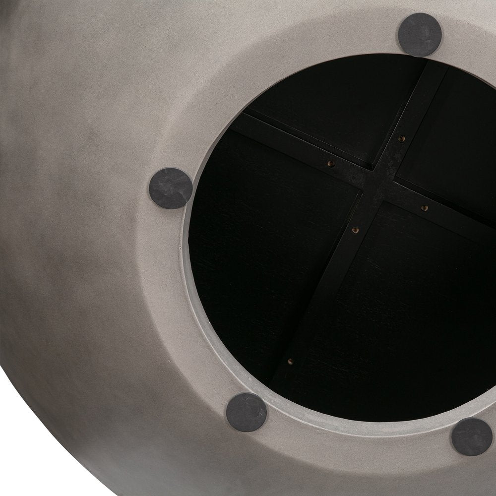 48" Brown And Gray Solid Wood And Concrete Round Coffee Table