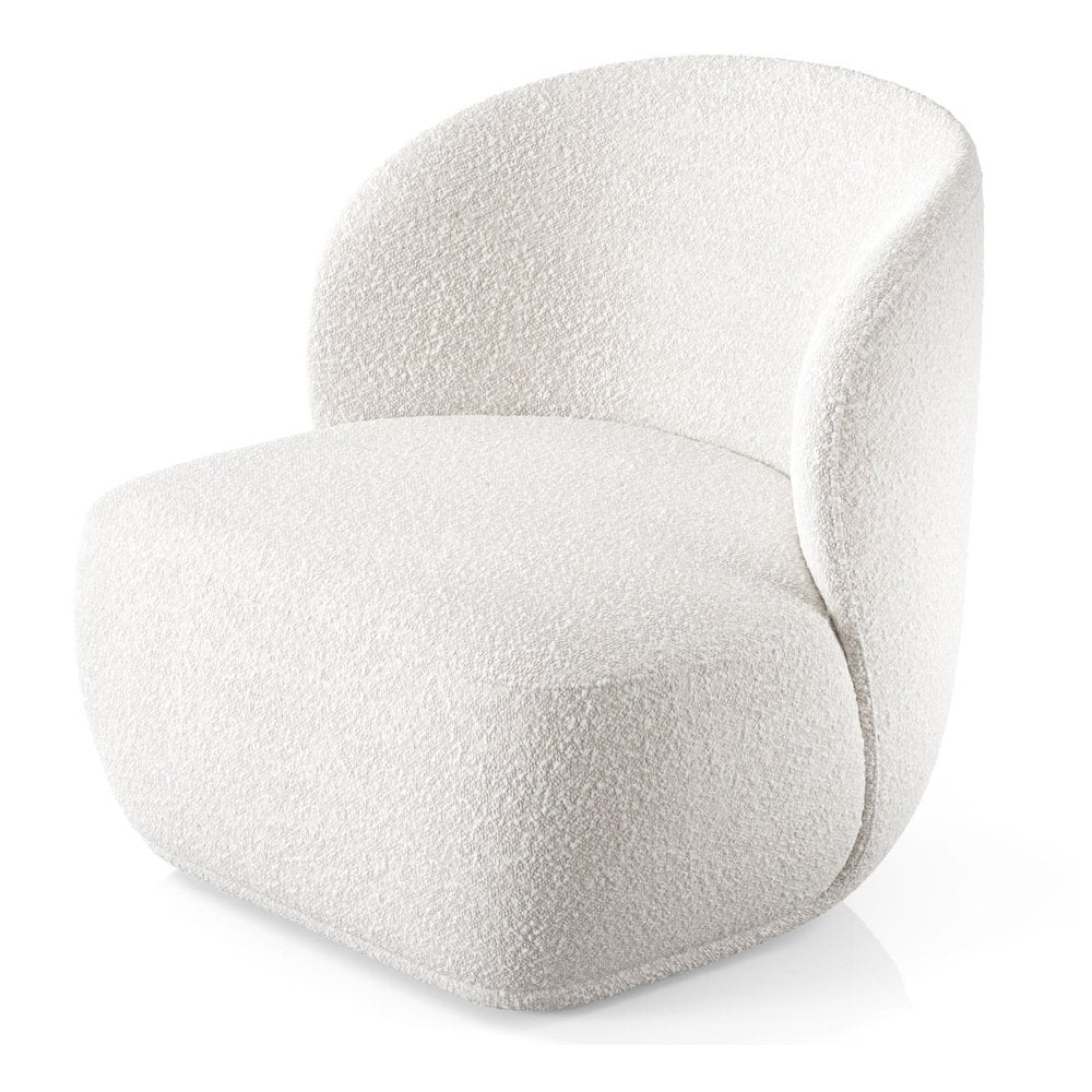 31" White Boucle Wingback Chair