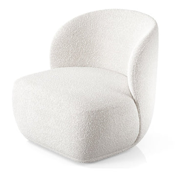 31" White Boucle Wingback Chair