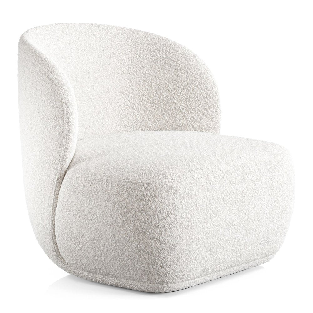 31" White Boucle Wingback Chair
