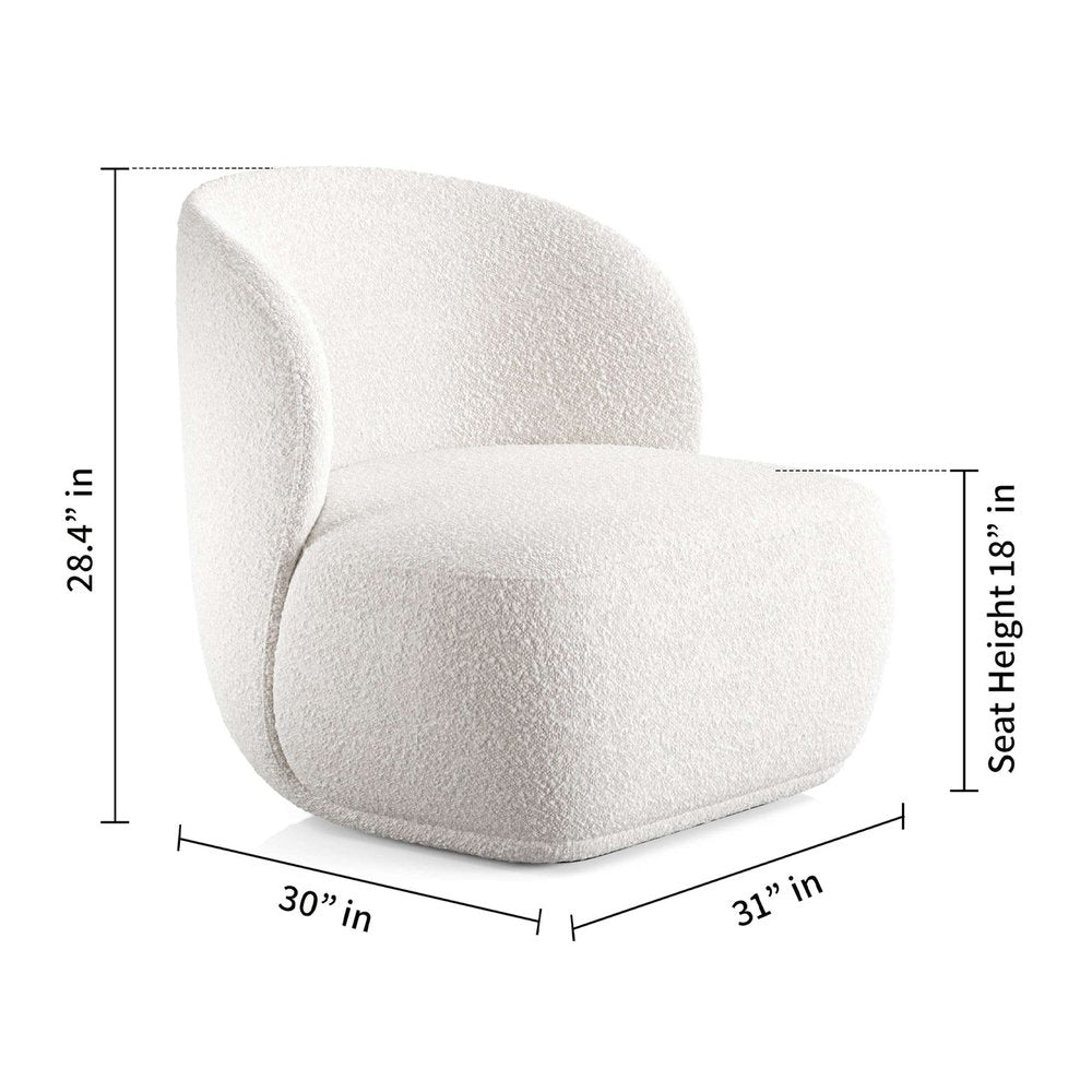 31" White Boucle Wingback Chair