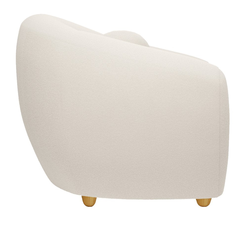 39" White and Natural Boucle Arm Chair