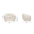 39" White and Natural Boucle Arm Chair