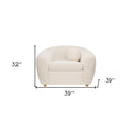 39" White and Natural Boucle Arm Chair