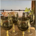 Set of Four Clear and Green Palm Tree Acrylic Stemmed All Purpose Wine Glasses