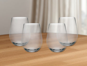 Set of Four Clear Tritan Plastic Stemless All Purpose Wine Glasses