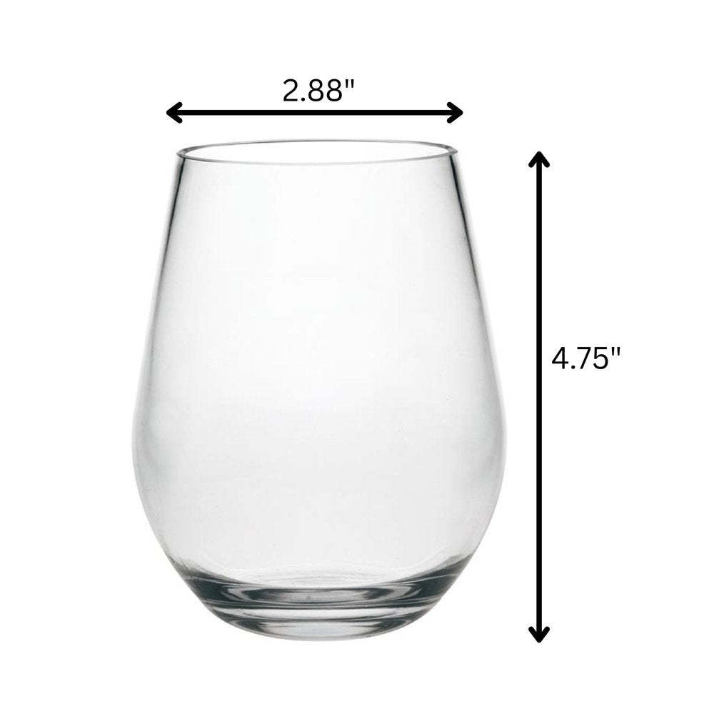 Set of Four Clear Tritan Plastic Stemless All Purpose Wine Glasses