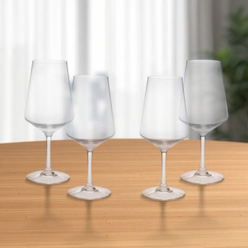 Set of Four Clear Tritan Plastic Stemmed All Purpose Wine Glass