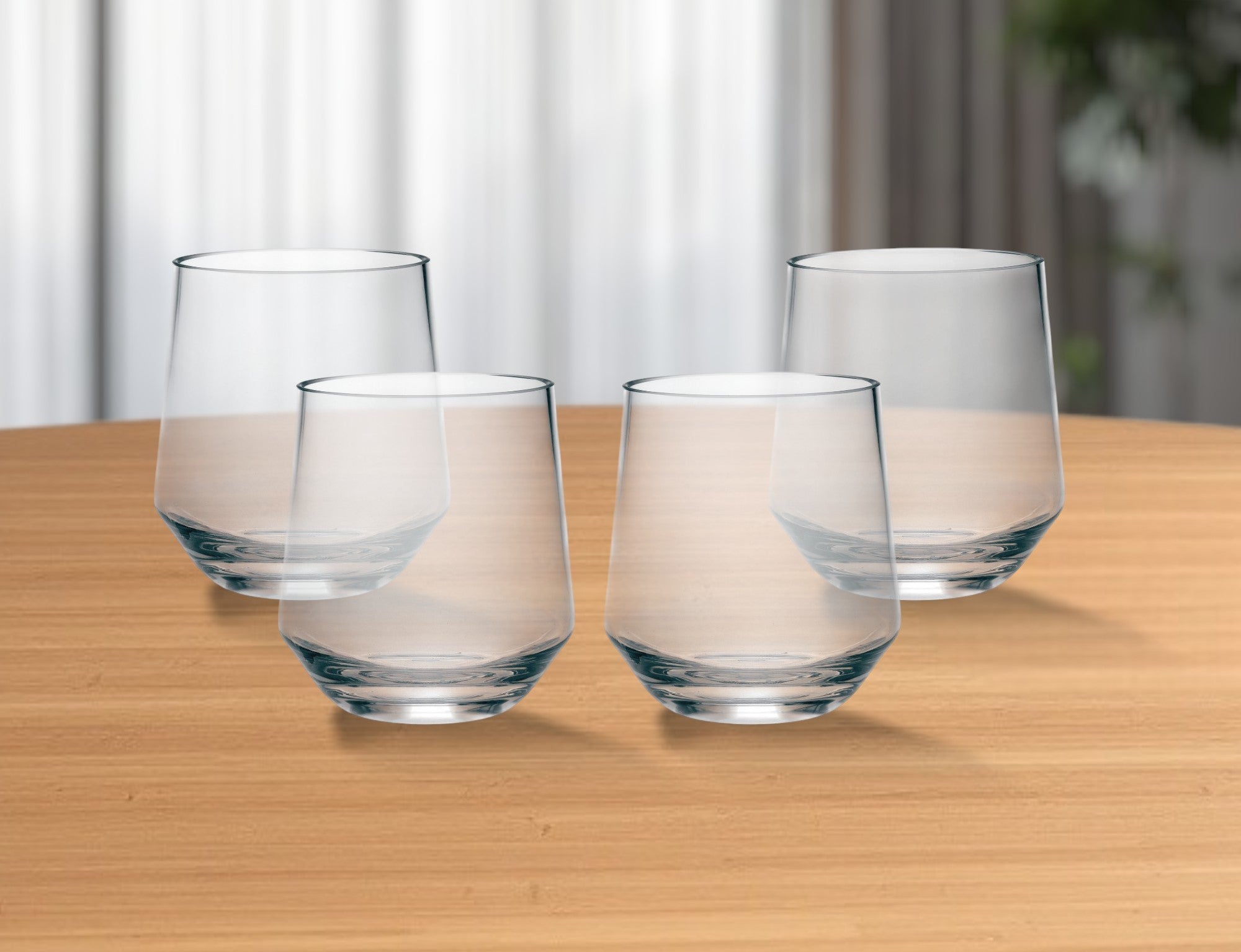 Set of Four Clear Tritan Plastic Stemmed All Purpose Wine Glass