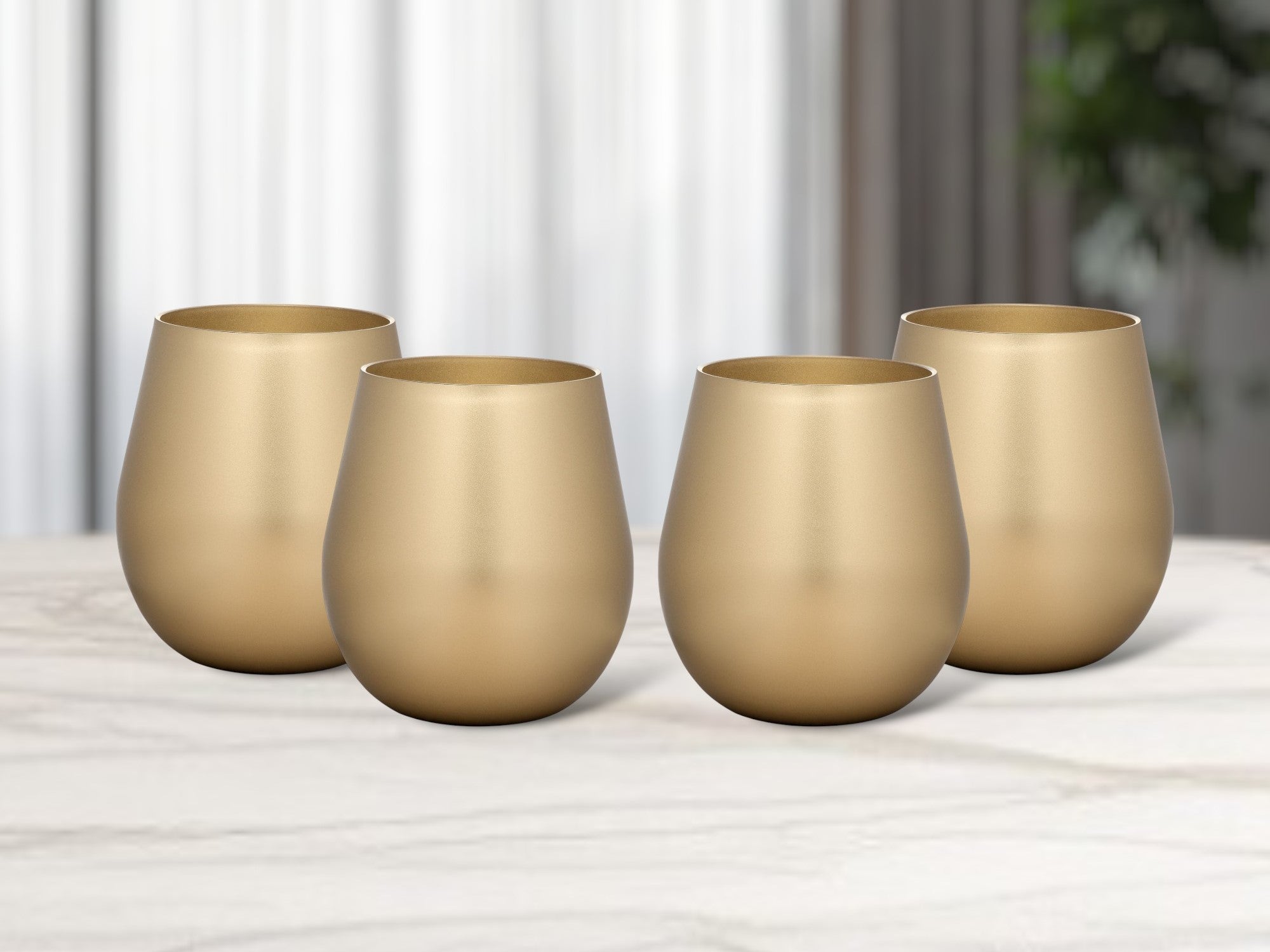 Set of Four Gold Acrylic Stemless All Purpose Wine Glass