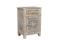 30" Gray Solid Wood Distressed One Drawer Nightstand