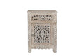 30" Gray Solid Wood Distressed One Drawer Nightstand