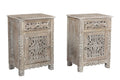 30" Gray Solid Wood Distressed One Drawer Nightstand
