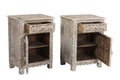 30" Gray Solid Wood Distressed One Drawer Nightstand