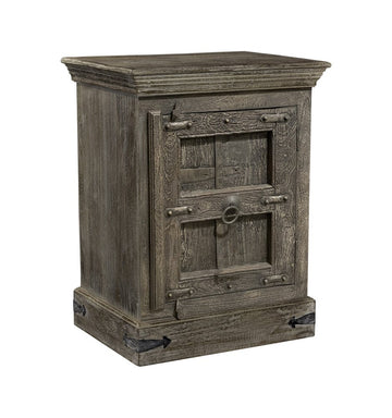 36" Brown Solid Wood Distressed Nightstand