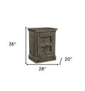 36" Brown Solid Wood Distressed Nightstand