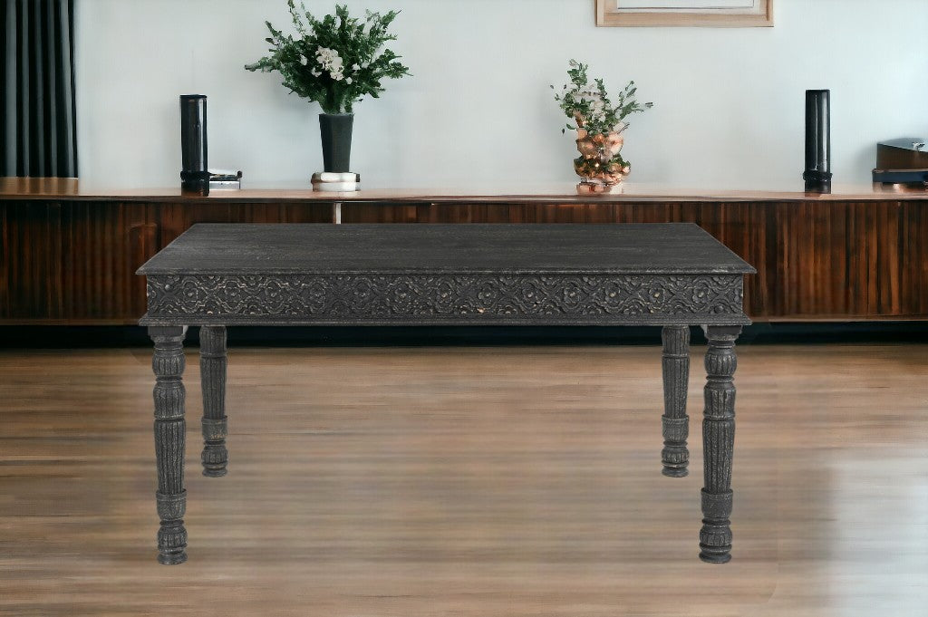 60" Black Solid Wood Dining Table