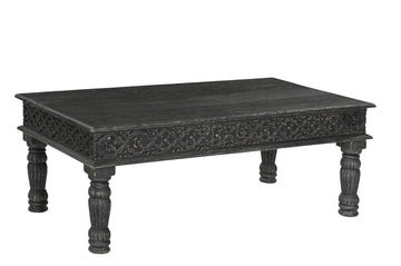 51" Black Solid Wood Distressed Coffee Table