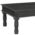 51" Black Solid Wood Distressed Coffee Table