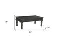 51" Black Solid Wood Distressed Coffee Table