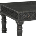 51" Black Solid Wood Distressed Coffee Table