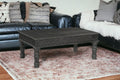 51" Black Solid Wood Distressed Coffee Table