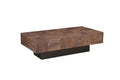 59" Dark Brown and Black Solid Wood Block Coffee Table