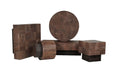 59" Dark Brown and Black Solid Wood Block Coffee Table