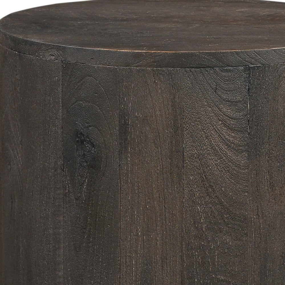 18" Wood Brown Solid Wood Round End Table