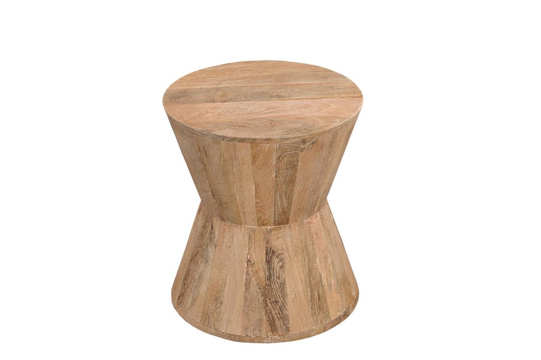 18" Wood Brown And Brown Wood Solid Wood Round End Table