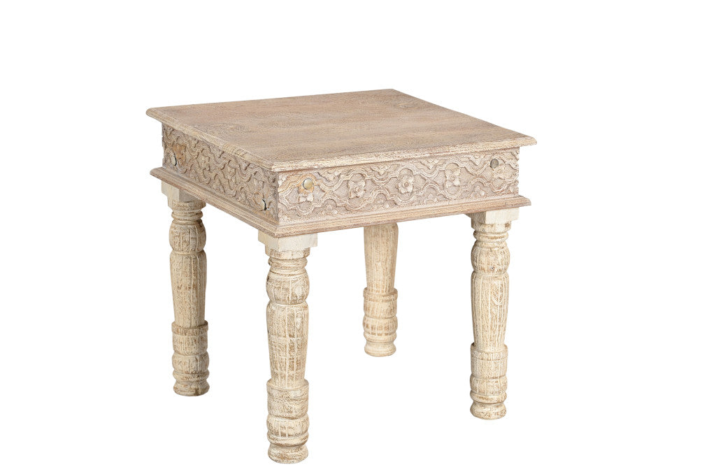 White Wood Square End Table - Square End Table