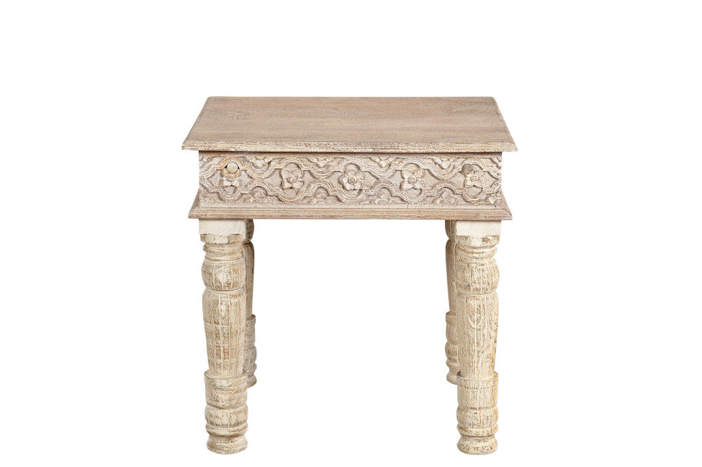 White Wood Square End Table - Square End Table