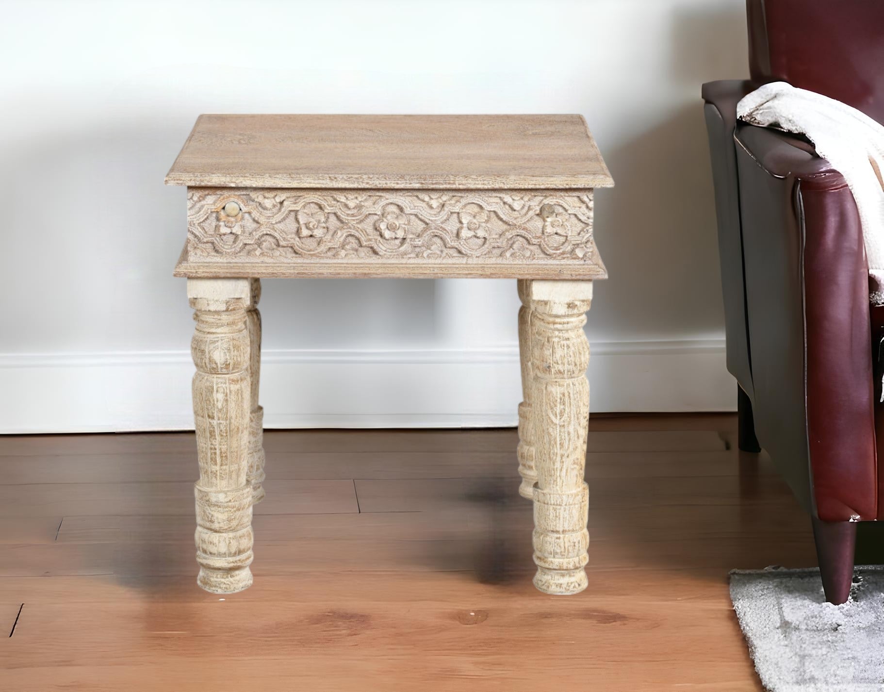 White Wood Square End Table - Square End Table