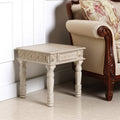 24" White Distressed Solid Wood Square End Table