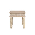 24" White Distressed Solid Wood Square End Table