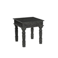 24" Black Distressed Solid Wood Square End Table
