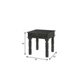 24" Black Distressed Solid Wood Square End Table