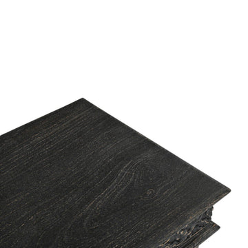 24" Black Distressed Solid Wood Square End Table