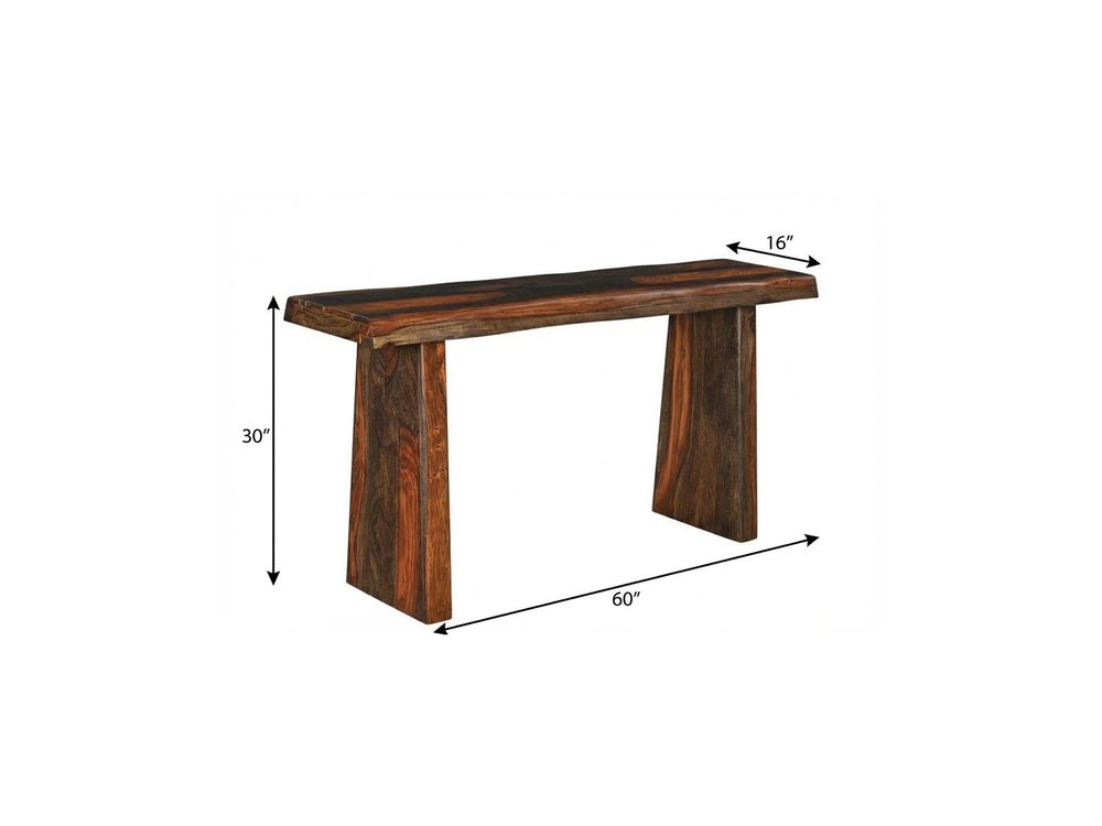 60" Dark Brown Solid Wood Frame Console Table