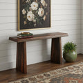 60" Dark Brown Solid Wood Frame Console Table