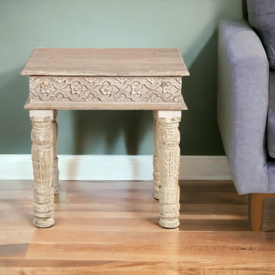 Modern Rustic End Table - Solid Wood