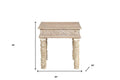 24" Natural Distressed Solid Wood Square End Table