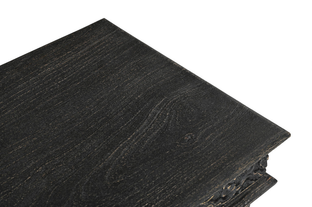 Distressed Wood End Table - Black Finish