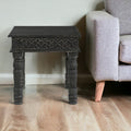 Distressed Wood End Table - Black Finish