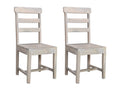 Set of Two White Wood Ladder Back Dining Side Chairs