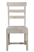 Set of Two White Wood Ladder Back Dining Side Chairs