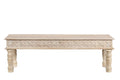 58" White Floral Distressed Solid Wood Dining Bench
