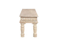 58" White Floral Distressed Solid Wood Dining Bench