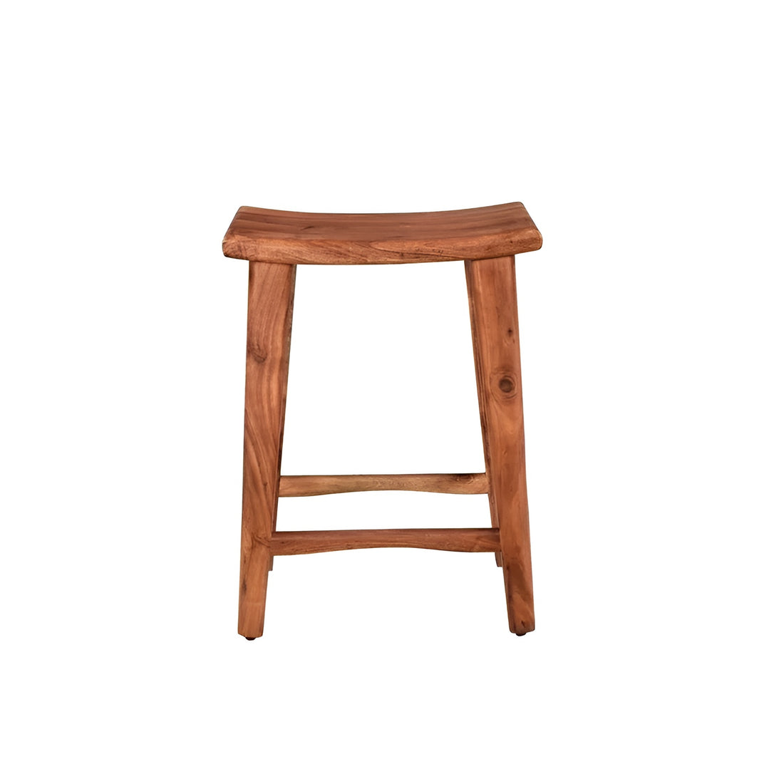 26" Brown Solid Wood Backless Bar Chair