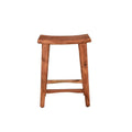 26" Brown Solid Wood Backless Bar Chair